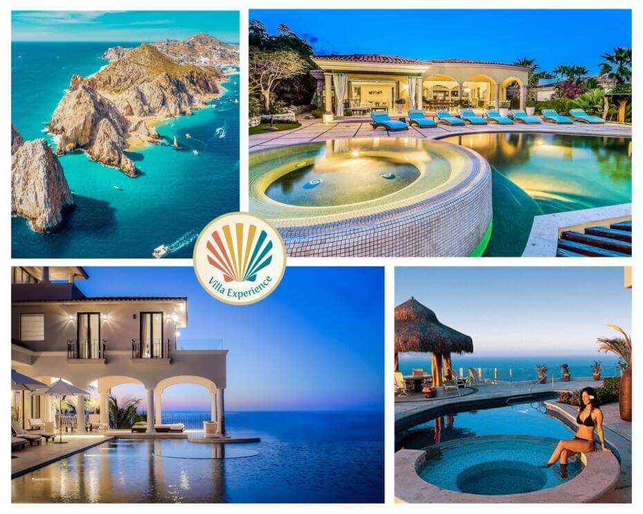Collage of Mexico luxury villas and joyful guests